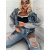 Extravagantná denim vesta/bunda s kapucňou ASPEN