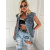 Extravagantná denim vesta/bunda s kapucňou ASPEN