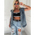 Extravagantná denim vesta/bunda s kapucňou ASPEN