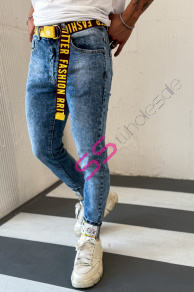 Modré pánske rifle s opaskom