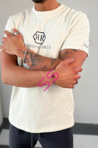 Béžové pánske tričko s potlačou