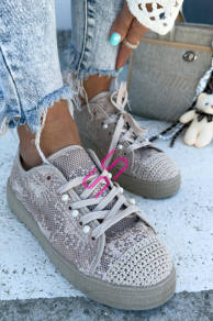Béžové čipkované tenisky GLINDA