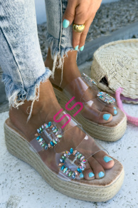 Platformové šľapky zdobené kamienkami HILDA