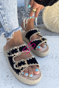 Čierne platformové šľapky ALETTA-