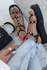 Platformové sandále zdobené so zlatými nitmi SOFIA-