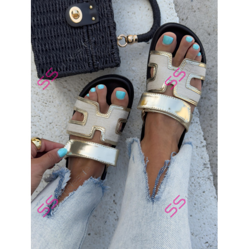 Zlaté dámske šľapky JOSLEEN-