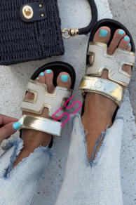 Zlaté dámske šľapky JOSLEEN