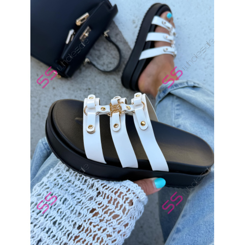 Biele platformové šľapky OLIVA-