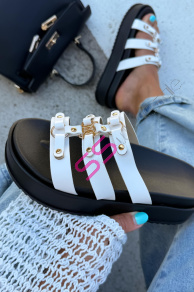 Biele platformové šľapky OLIVA-