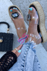 Transparentné sandále zdobené kamienkom CLINDA