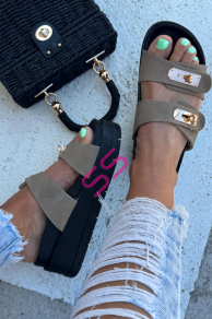 Dámske šľapky so zlatými ozdobami MODESTA