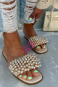 Dámske šľapky zdobené korálikmi KAIDEN-