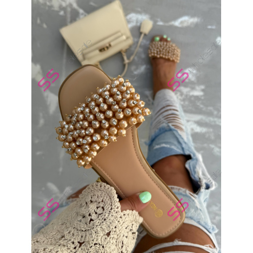 Dámske šľapky zdobené korálikmi KAIDEN-