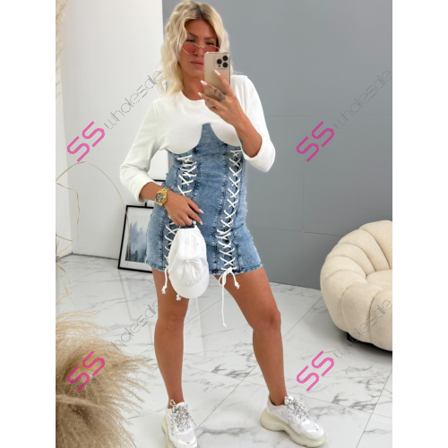 Extravagantné kombinované denim šaty MIRANA