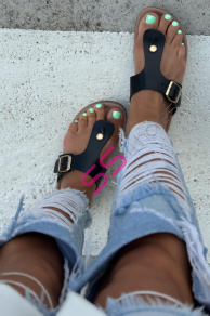 Dámske šľapky so zlatou ozdobou PAULINA-