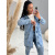 Predĺžený denim kabát s kapucňou ALICIA