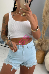 Denim šortky zdobené kamienkami MARGARET