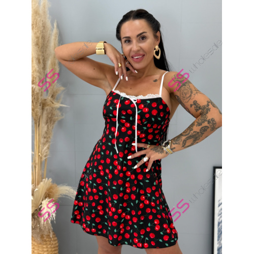Čerešňové šaty na ramienka DONNA