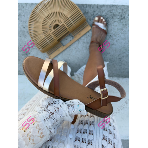 Zlato camel sandále MICHELLE-