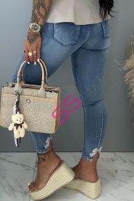 Skinny rifle zdobené kamienkami a korálikmi