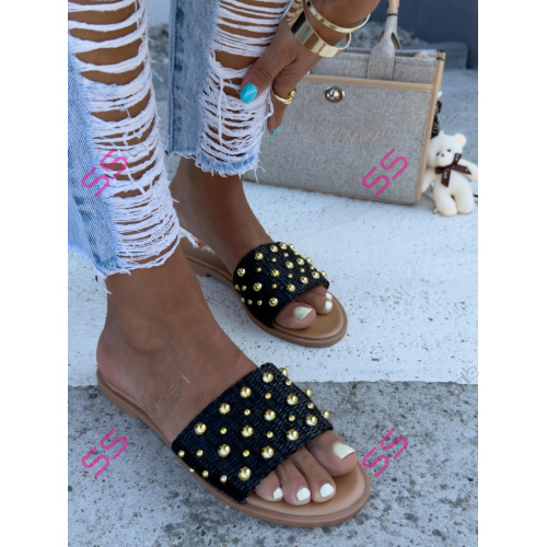 Šľapky so zlatými perličkami RUBY-