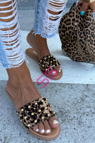 Šľapky so zlatými perličkami RUBY