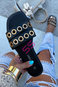 Dámske šľapky so zlatou ozdobou JULIE