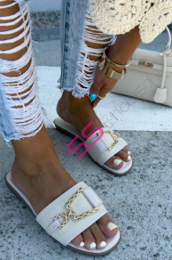 Dámske šľapky so zlatou ozdobou RUBIN