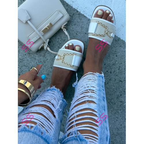 Dámske šľapky so zlatou ozdobou RUBIN-