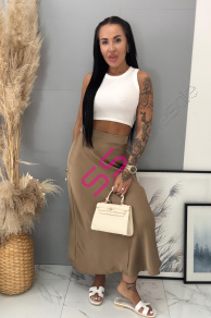 Dlhá saténová sukňa s gumeným pásom ALEXIA+