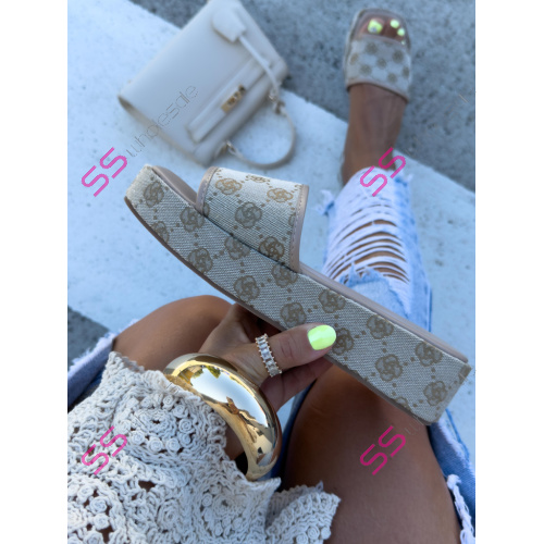 Vzorované platformové šľapky TECA-