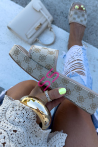 Vzorované platformové šľapky TECA