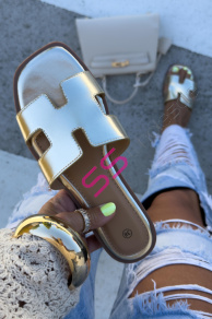 Zlaté dámske šľapky MEREDITH