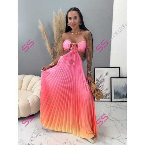 Dlhé plisované cut-out šaty LINDA