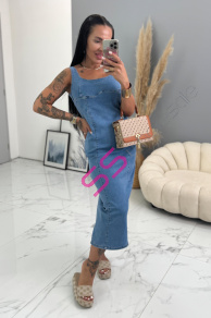 Dlhé denim šaty bez rukávov NESSA