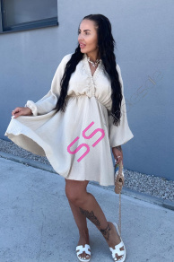 Béžové mušelínové asymetrické šaty BRIENNE