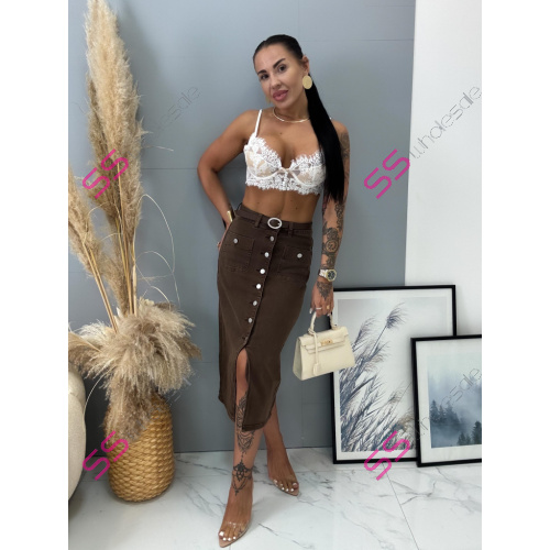 Denim sukňa na gombíky bez opasku MERYN