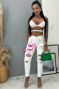 Biele roztrhané dámske rifle+