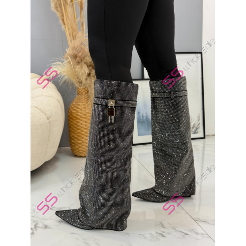 Vysoké čižmy zdobené kamienkami ZOFIA-