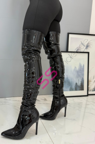 Lakované čižmy nad kolená DALIDA