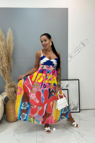 Dlhé vzorované ľanové šaty SUMMER