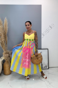 Dlhé vzorované ľanové šaty SUMMER