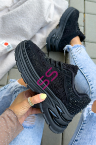 Platformové teddy tenisky zdobené kamienkami MARGOT