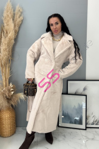 Dlhá kožušinková bunda s opaskom MEMORY+