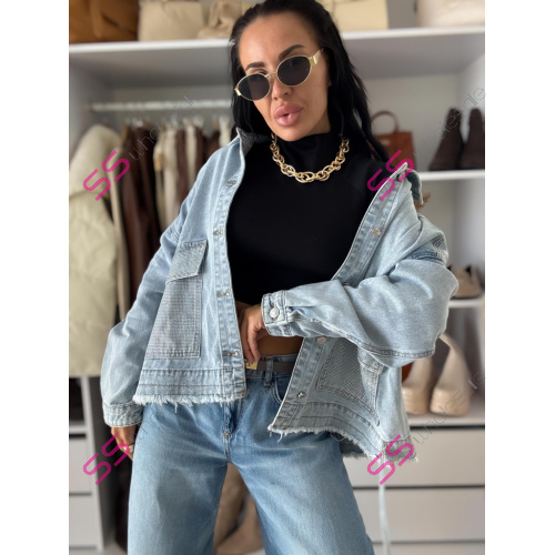 Dámsky denim kabát s kamienkami CELESTE