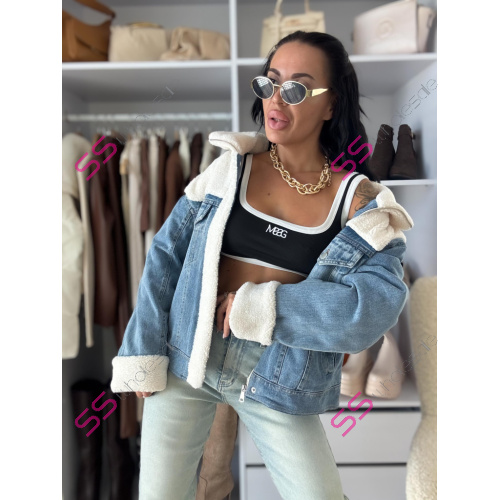 Prémium extravagantná denim bunda LELITA+