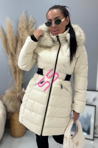 Dlhá bunda s kožušinou a kapucňou EMALIA