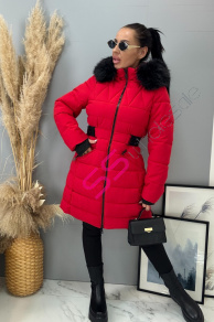 Dlhá bunda s kožušinou a kapucňou  EMALIA