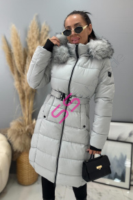 Dlhá bunda s kožušinou a kapucňou AYDENA