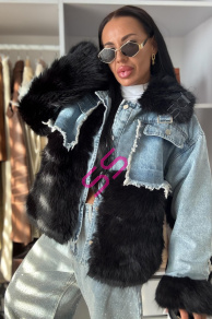 Džínsová bunda s  kožušinou NAYRA